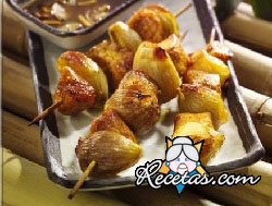 Brochetas de cerdo y batatas