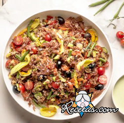 Ensalada de arroz con verduras asadas