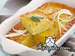 Flan de puerros con salvia