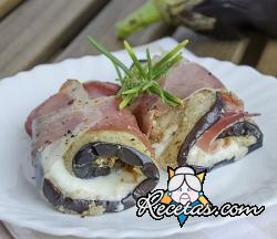 Rollitos de berenjena y calabacín con jamón crudo y mozzarella